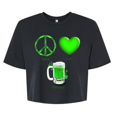 Peace Love Beer - Happiness Irish St. Patrick's Day Bella+Canvas Jersey Crop Tee