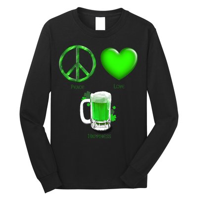 Peace Love Beer - Happiness Irish St. Patrick's Day Long Sleeve Shirt