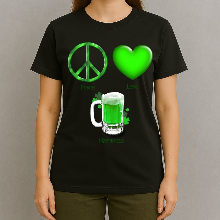 Peace Love Beer - Happiness Irish St. Patrick's Day T-Shirt