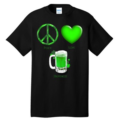 Peace Love Beer - Happiness Irish St. Patrick's Day Tall T-Shirt