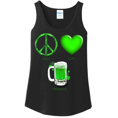 Peace Love Beer - Happiness Irish St. Patrick's Day Ladies Essential Tank