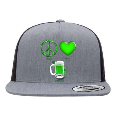 Peace Love Beer - Happiness Irish St. Patrick's Day Flat Bill Trucker Hat