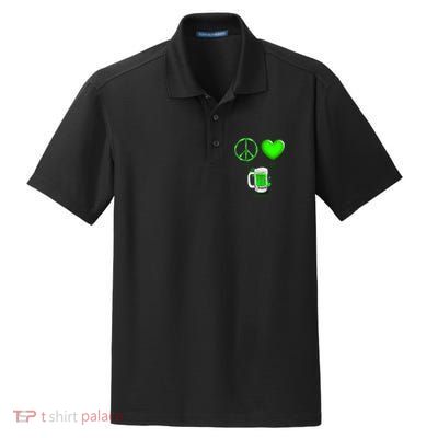 Peace Love Beer - Happiness Irish St. Patrick's Day Dry Zone Grid Polo
