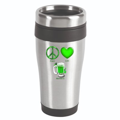 Peace Love Beer - Happiness Irish St. Patrick's Day 16oz Travel Tumbler