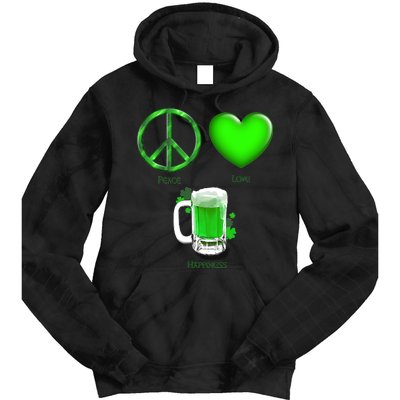 Peace Love Beer - Happiness Irish St. Patrick's Day Tie Dye Hoodie