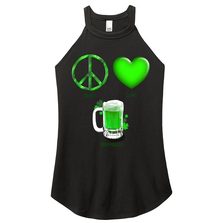 Peace Love Beer - Happiness Irish St. Patrick's Day Women's Perfect Tri Rocker Tank