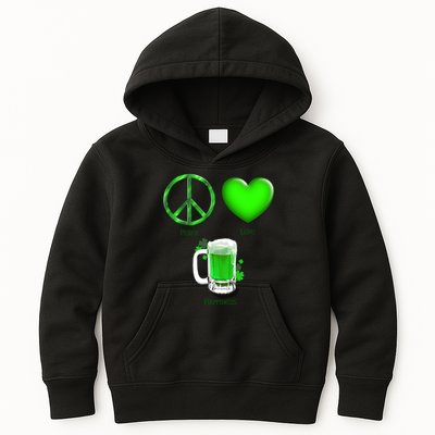 Peace Love Beer - Happiness Irish St. Patrick's Day Kids Hoodie