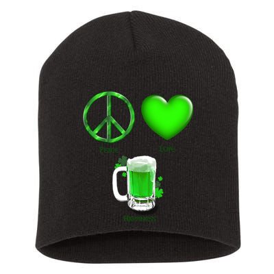 Peace Love Beer - Happiness Irish St. Patrick's Day Short Acrylic Beanie