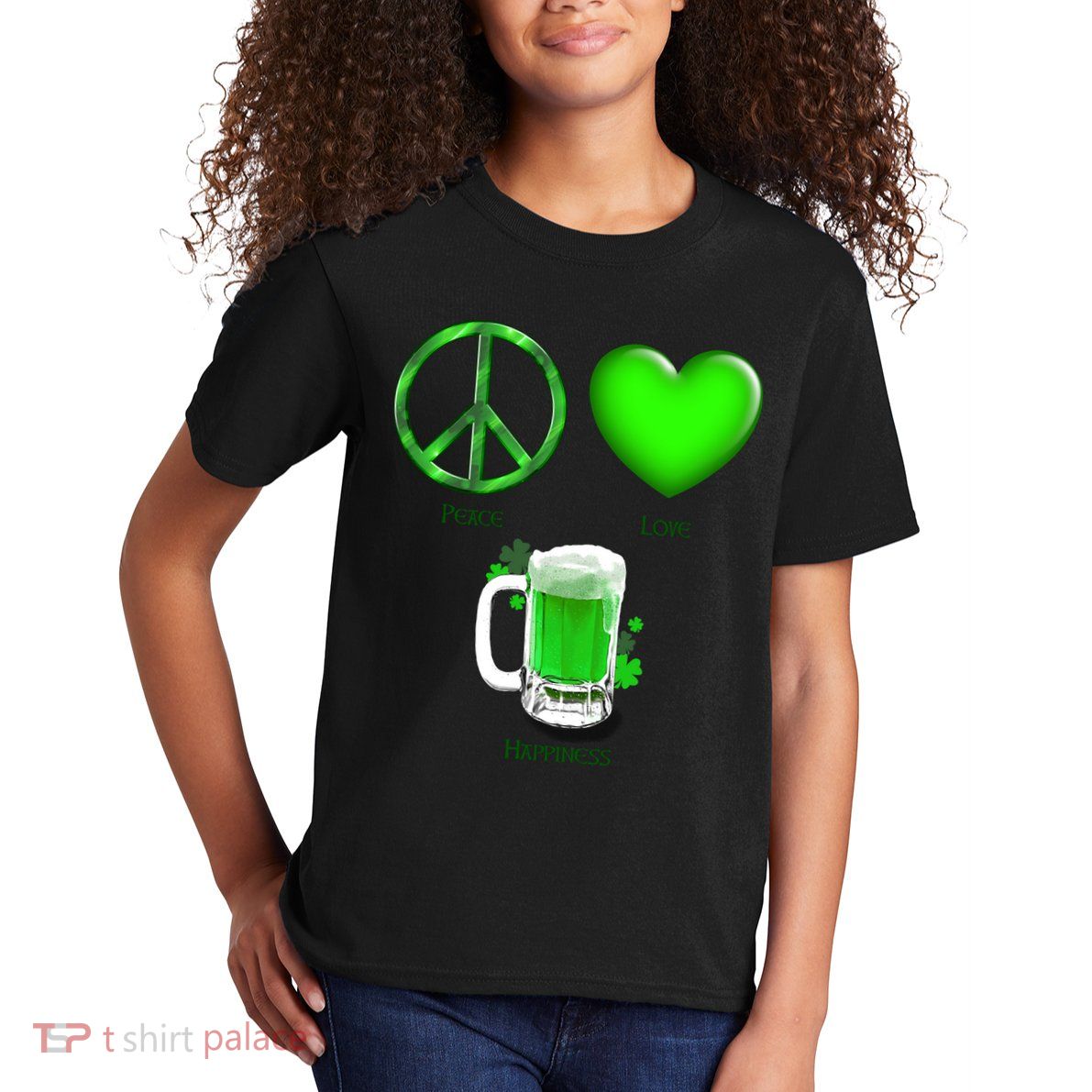 Peace Love Beer - Happiness Irish St. Patrick's Day Kids T-Shirt