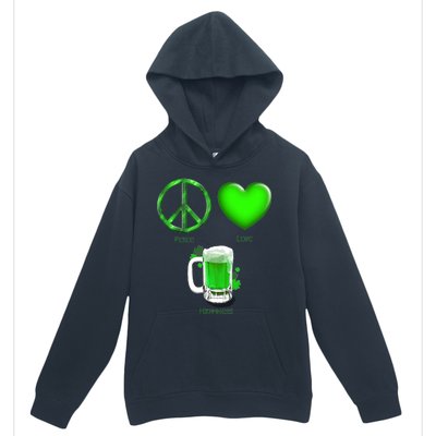 Peace Love Beer - Happiness Irish St. Patrick's Day Urban Pullover Hoodie