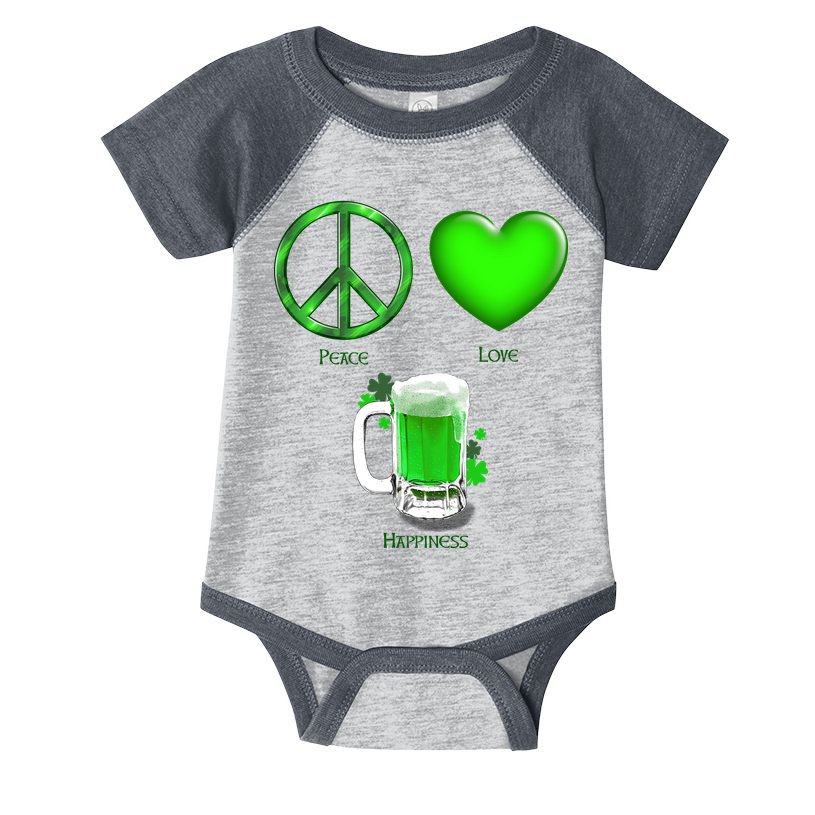 Peace Love Beer - Happiness Irish St. Patrick's Day Infant Baby Jersey Bodysuit