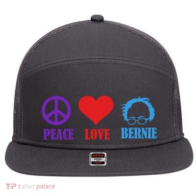 Peace Love Bernie Sanders 2020 7 Panel Mesh Trucker Snapback Hat