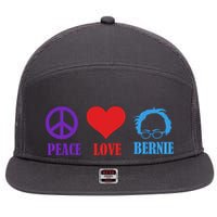 Peace Love Bernie Sanders 2020 7 Panel Mesh Trucker Snapback Hat
