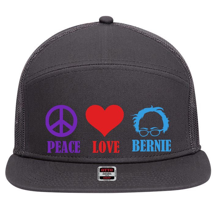 Peace Love Bernie Sanders 2020 7 Panel Mesh Trucker Snapback Hat