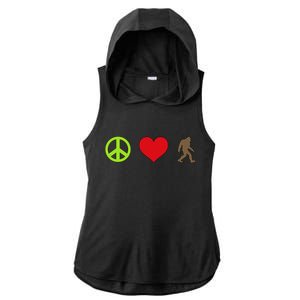 Peace Love Bigfoot  Ladies PosiCharge Tri-Blend Wicking Draft Hoodie Tank