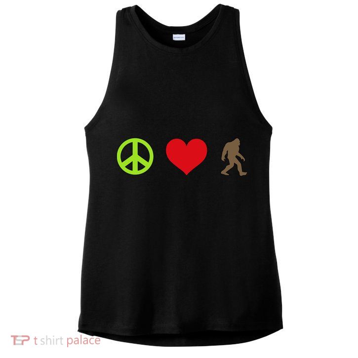 Peace Love Bigfoot  Ladies PosiCharge Tri-Blend Wicking Tank