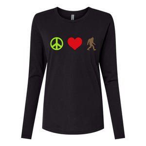 Peace Love Bigfoot  Womens Cotton Relaxed Long Sleeve T-Shirt