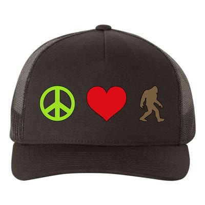 Peace Love Bigfoot  Yupoong Adult 5-Panel Trucker Hat