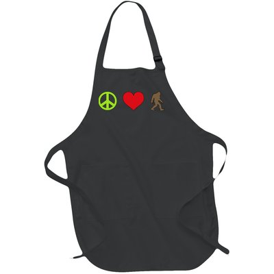 Peace Love Bigfoot  Full-Length Apron With Pockets