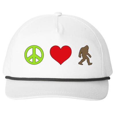 Peace Love Bigfoot  Snapback Five-Panel Rope Hat