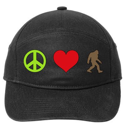 Peace Love Bigfoot  7-Panel Snapback Hat