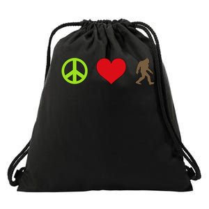 Peace Love Bigfoot  Drawstring Bag