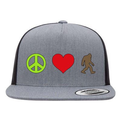 Peace Love Bigfoot  Flat Bill Trucker Hat