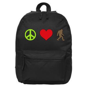 Peace Love Bigfoot  16 in Basic Backpack