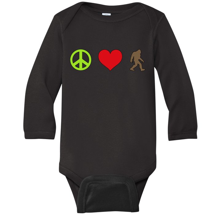 Peace Love Bigfoot  Baby Long Sleeve Bodysuit