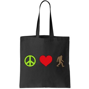 Peace Love Bigfoot  Tote Bag