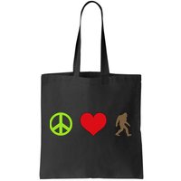 Peace Love Bigfoot  Tote Bag