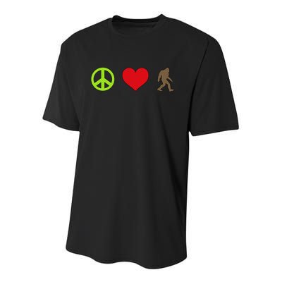 Peace Love Bigfoot  Youth Performance Sprint T-Shirt