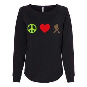 Peace Love Bigfoot  Womens California Wash Sweatshirt