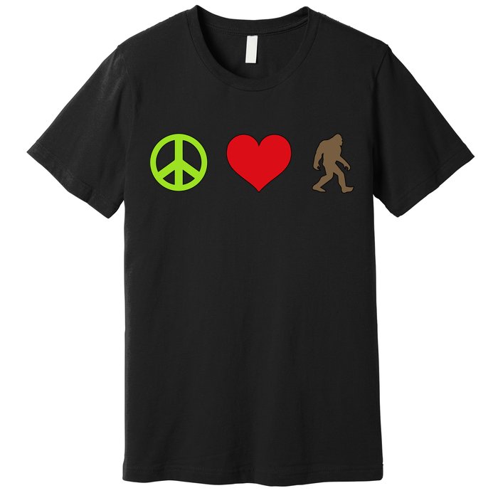 Peace Love Bigfoot  Premium T-Shirt