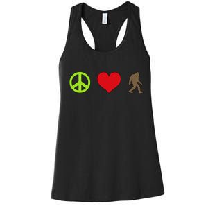 Peace Love Bigfoot  Women's Racerback Tank