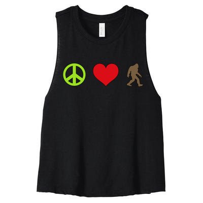 Peace Love Bigfoot  Women's Racerback Cropped Tank