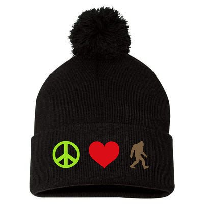 Peace Love Bigfoot  Pom Pom 12in Knit Beanie