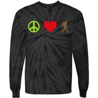 Peace Love Bigfoot  Tie-Dye Long Sleeve Shirt