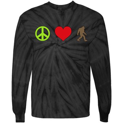 Peace Love Bigfoot  Tie-Dye Long Sleeve Shirt