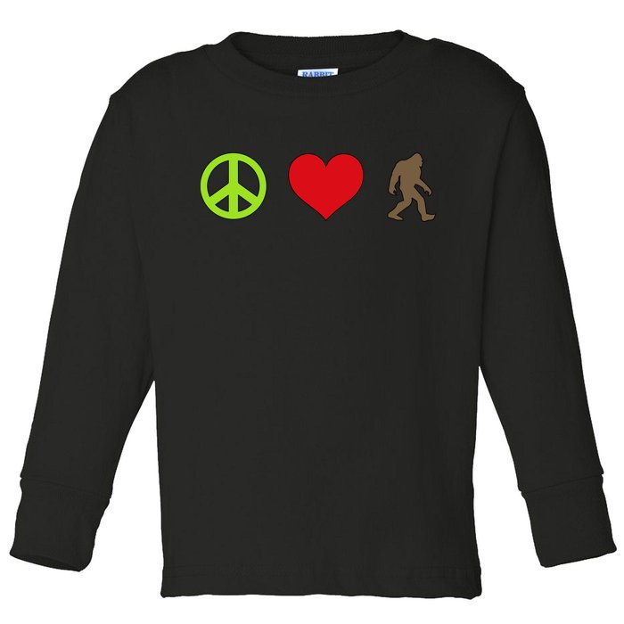 Peace Love Bigfoot  Toddler Long Sleeve Shirt