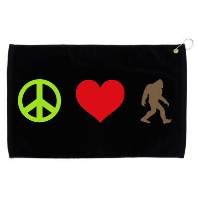 Peace Love Bigfoot  Grommeted Golf Towel