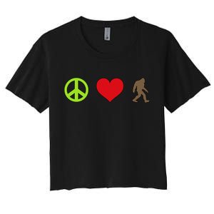 Peace Love Bigfoot  Women's Crop Top Tee