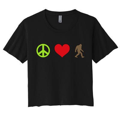 Peace Love Bigfoot  Women's Crop Top Tee