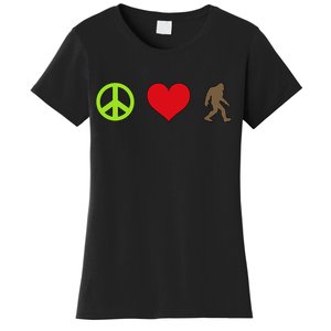 Peace Love Bigfoot  Women's T-Shirt