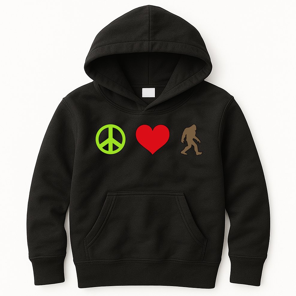 Peace Love Bigfoot  Kids Hoodie
