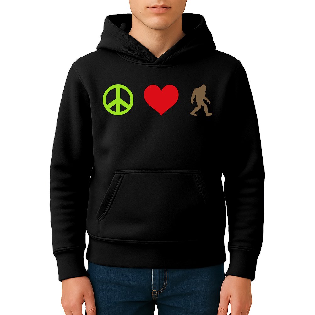 Peace Love Bigfoot  Kids Hoodie