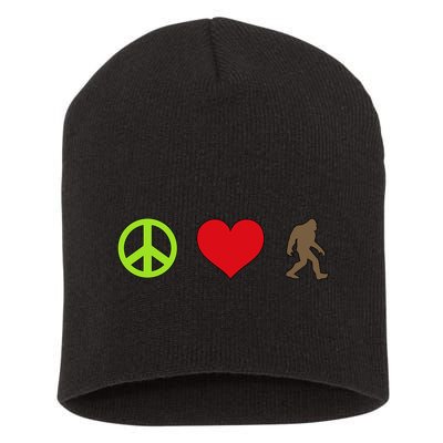 Peace Love Bigfoot  Short Acrylic Beanie