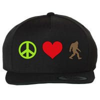 Peace Love Bigfoot  Wool Snapback Cap