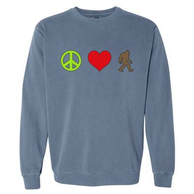 Peace Love Bigfoot  Garment-Dyed Sweatshirt