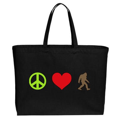 Peace Love Bigfoot  Cotton Canvas Jumbo Tote